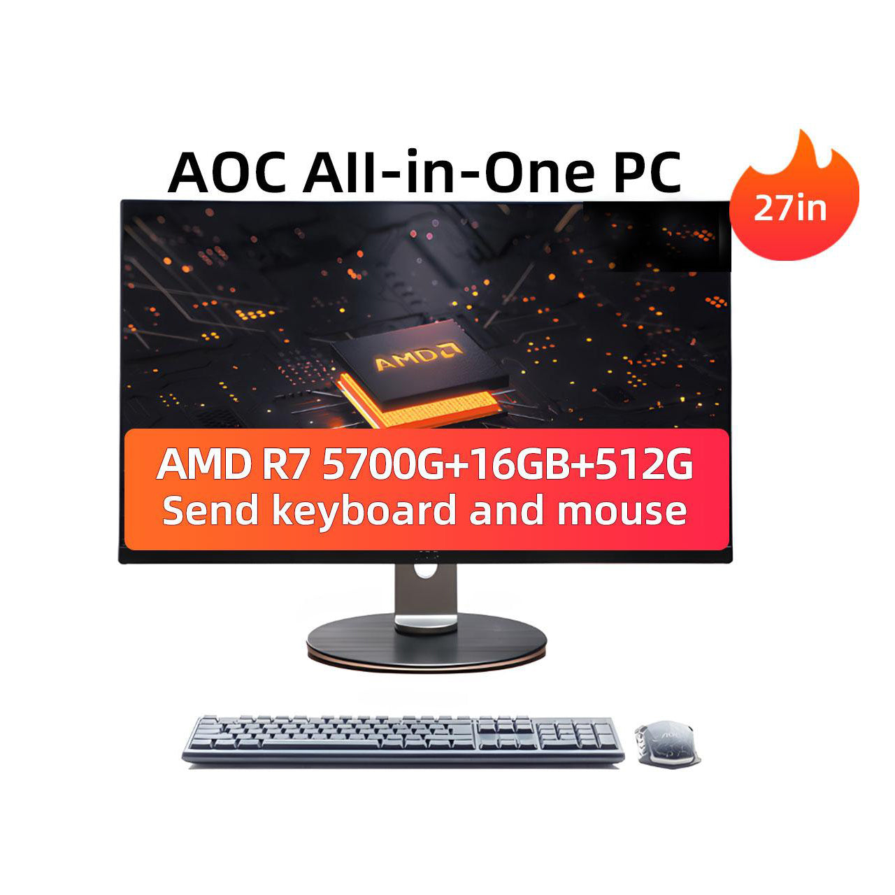 AOC All-in-One Computer with 27" FHD Display and AMD Ryzen 7 5700G Processor All-in-One PC AOC   