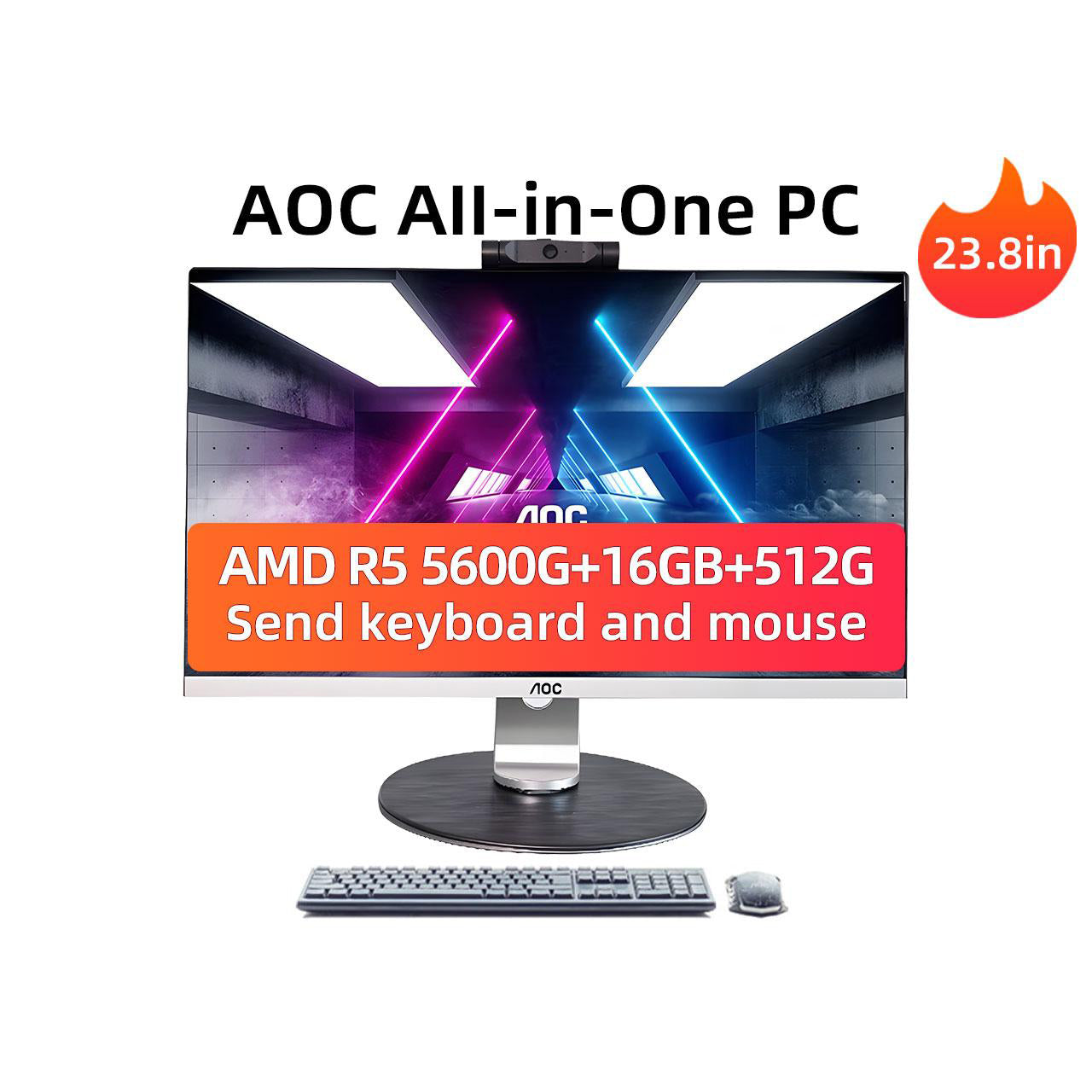 AOC All-in-One  Desktop Computer with AMD Ryzen 5 5600G Processor with Radeon Graphics All-in-One PC AOC   