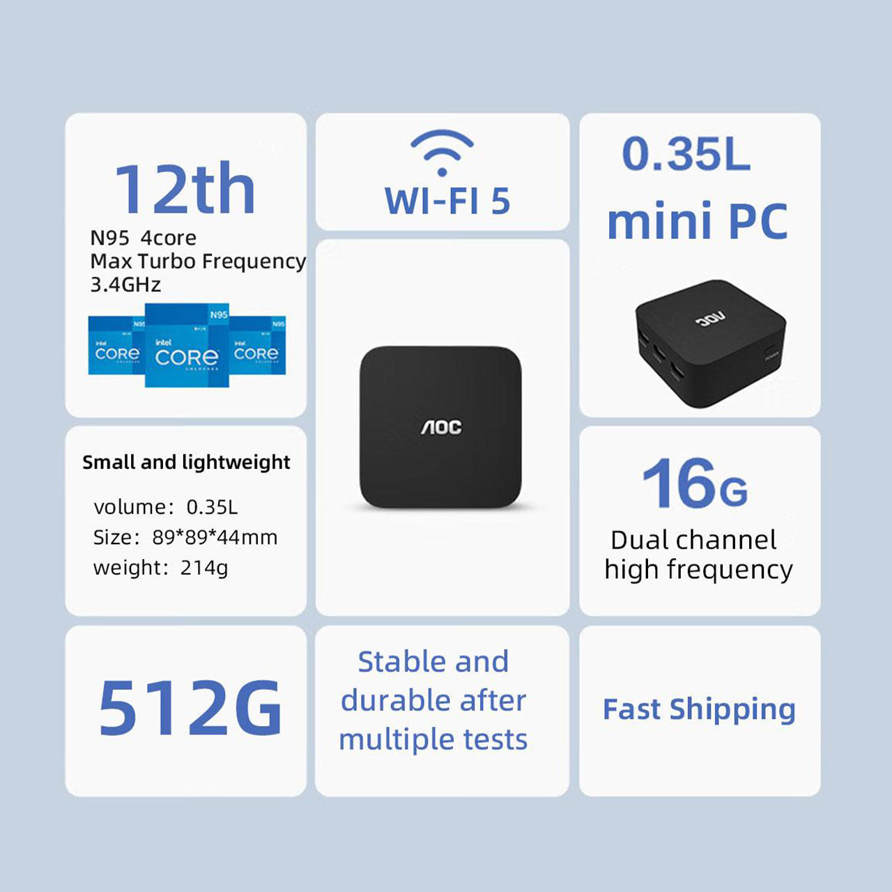 AOC Intel N95 processor with graphics Mini PC Mini PC AOC   