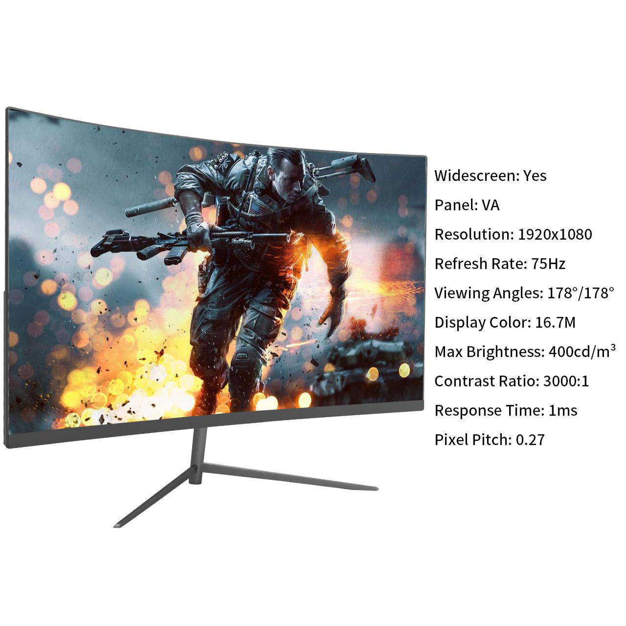 LUCKYFIVE 27 Inch 1K 75Hz 99%sRGB 1920 x1080P Gaming Monitor with 178° Wide Viewing Angle, Built-in Speakers, Support HDMI and VGA, VESA Mountable Monitors Luckyfive   