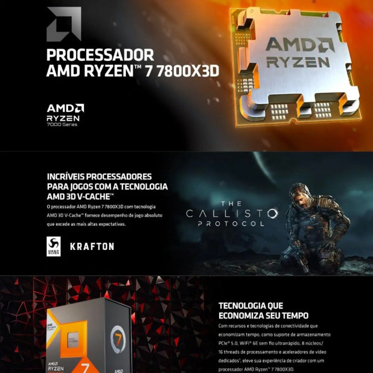 AMD RYZEN 7 7800X3D Brand New CPU Gaming Processor AMD R7 7800X3D 8-Core 16-Thread 5NM 96M Socket AM5 Without Fan Game Cache Hot  AMD   