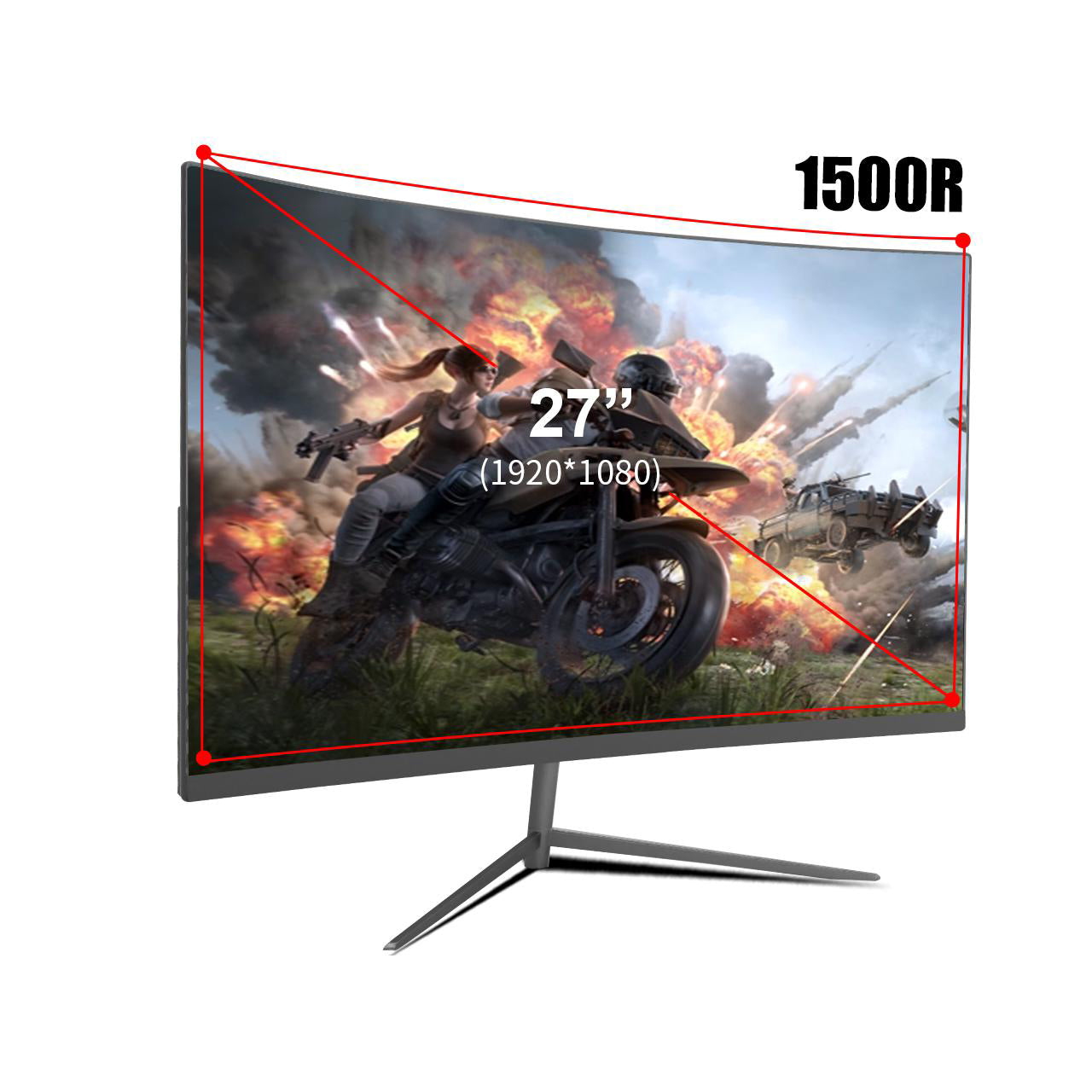 LUCKYFIVE 27 Inch 1K 165Hz 99%sRGB 1920 x1080P Curved Gaming Monitor with 178° Wide Viewing Angle, Built-in Speakers, Support HDMI and DP, VESA Mountable Monitors Luckyfive   