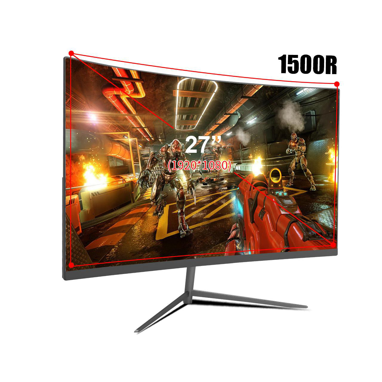 LUCKYFIVE 27 Inch 2560 x 1440 2K 165Hz Curved Gaming Monitor with Built-in Speakers, Tilt Adjustment, Support HDMI And DisplayPort, VESA Mountable Monitors Luckyfive   