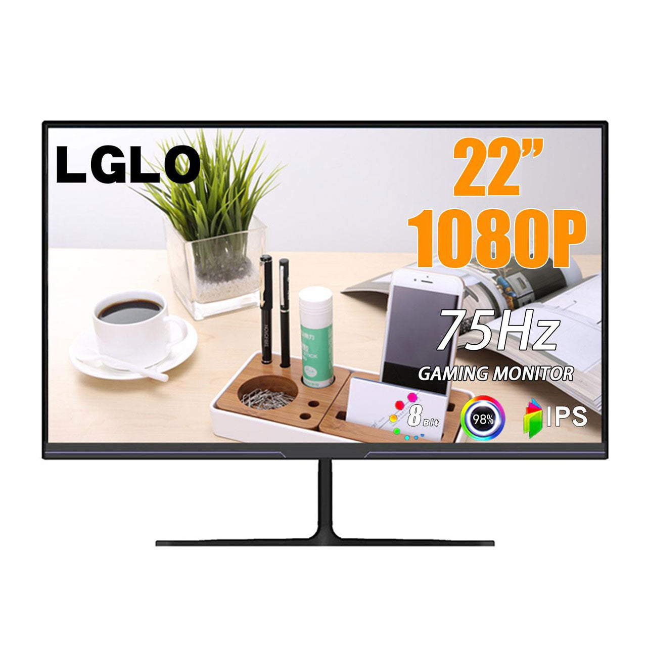 LGLO 22Inch Monitor Full HD 1920x1080P 75Hz Display With Built-in Speaker Monitors LGLO   