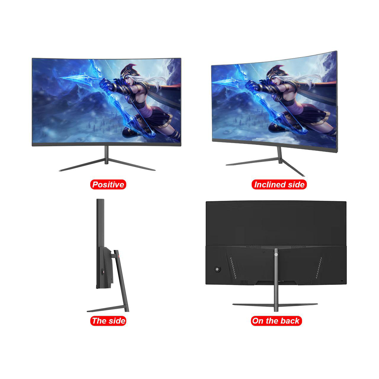 LUCKYFIVE 27 Inch 1K 165Hz 99%sRGB 1920 x1080P Curved Gaming Monitor with 178° Wide Viewing Angle, Built-in Speakers, Support HDMI and DP, VESA Mountable Monitors Luckyfive   