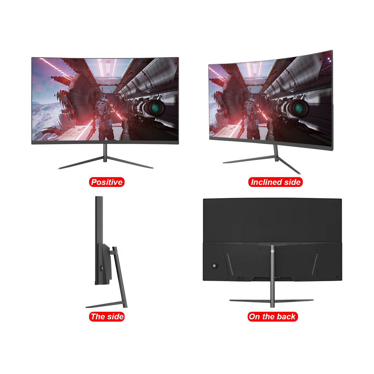 LUCKYFIVE 27 Inch 2560 x 1440 2K 165Hz Curved Gaming Monitor with Built-in Speakers, Tilt Adjustment, Support HDMI And DisplayPort, VESA Mountable Monitors Luckyfive   