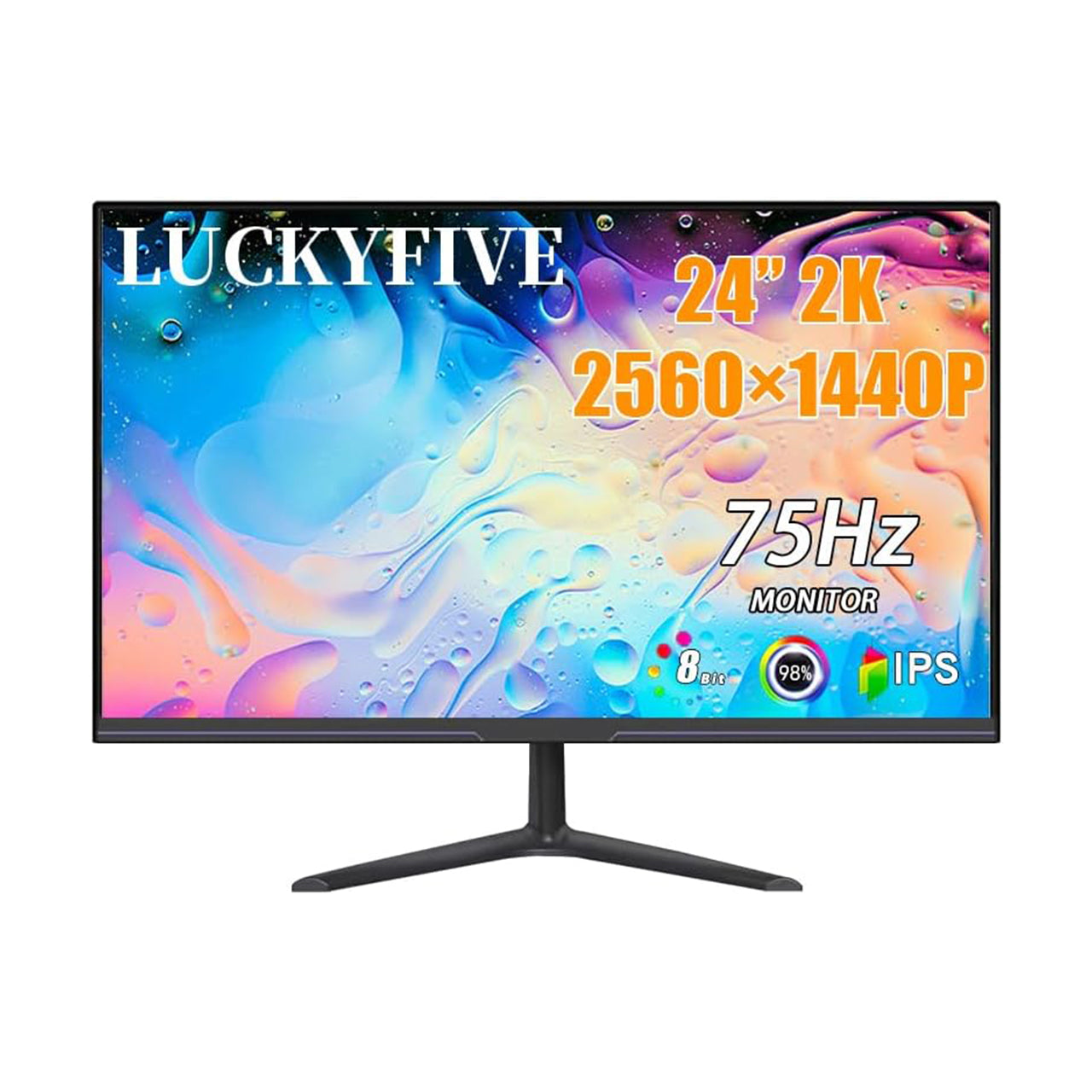 luckyfive 27 Inch 2560 x 1440 165Hz HDR Gaming Monitor with Built-in Speakers, VESA Mountable, Tilt Adjustment, Supports HDMI and DP Monitors Luckyfive 2K 75Hz Flat  