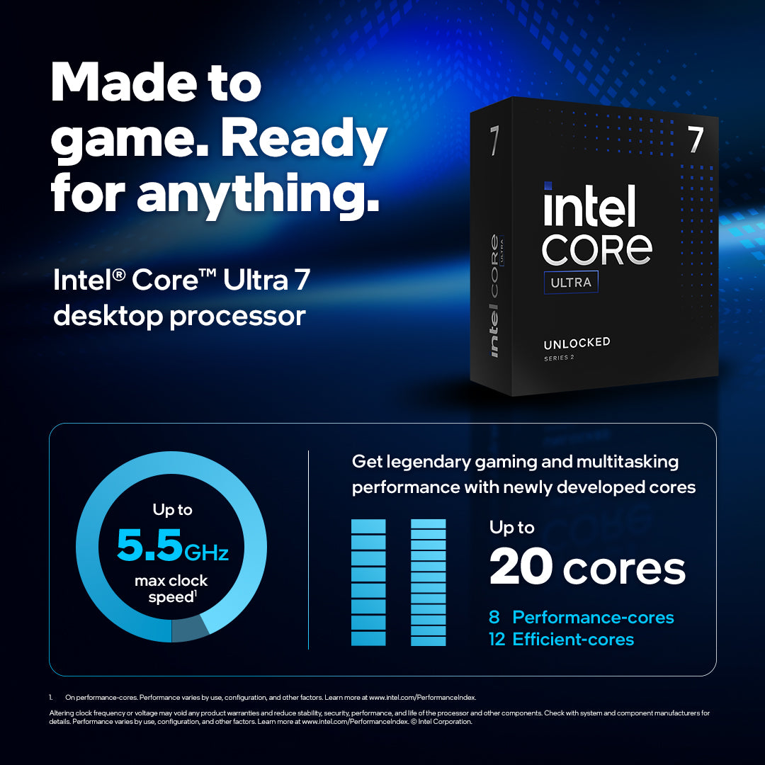 Intel Core Ultra 7 265KF - Core Ultra 7 (Series 2) Arrow Lake 20-Core (8P+12E),  LGA 1851, 125W Desktop Processor - BX80768265KF  Cyvbers   