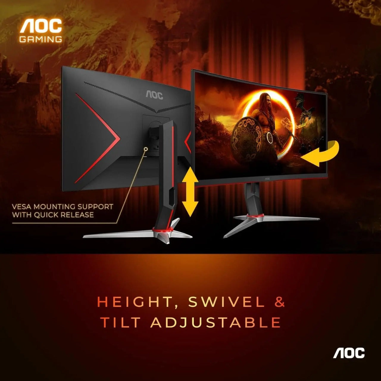 AOC 27" Curved Frameless Ultra-Fast Gaming Monitor  AOC   